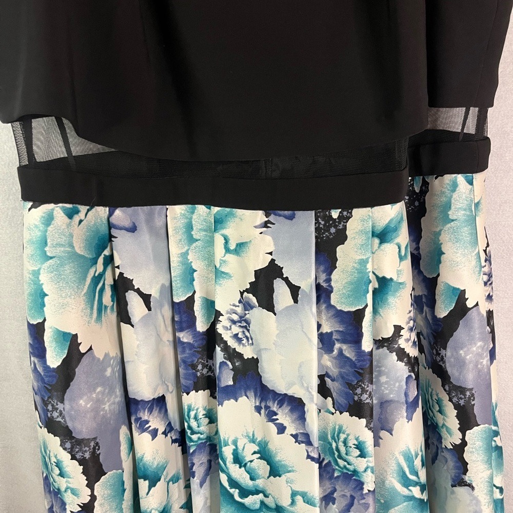 Betsy And Adam Illusion Two Piece Halter Dress Mesh Waist Satin Maxi Dress Sz 20 - Picture 5 of 11